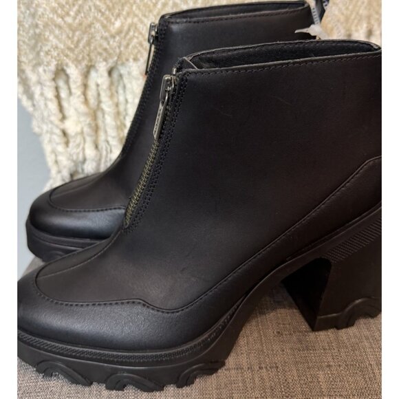 Woman's Size 8.5 Boots SOREL Brex Heel Zip black Leather Lug Sole - Picture 9 of 15